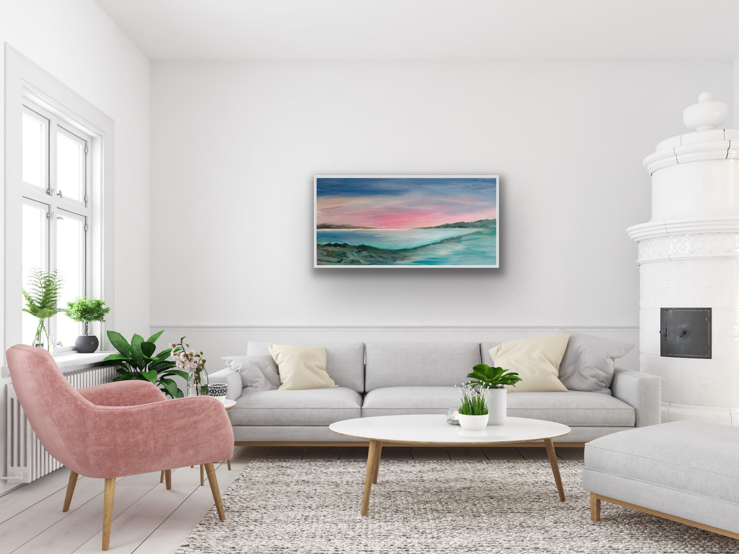 'Pink Skies' Art Canvas- original art size 100cm x 50cm